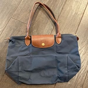 Longchamp Blue and Brown Shoulder Bag